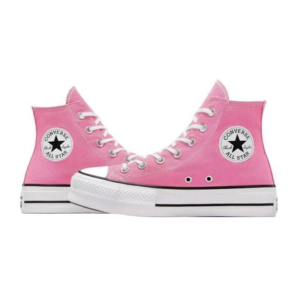 CONVERSE Women Chuck Taylor All Star Pink Platform Canvas High Top Sneakers - Picture 5 of 6
